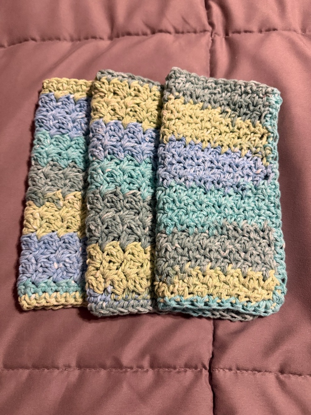 Handmade Crochet Dishcloths - Pastel Stripe Set
